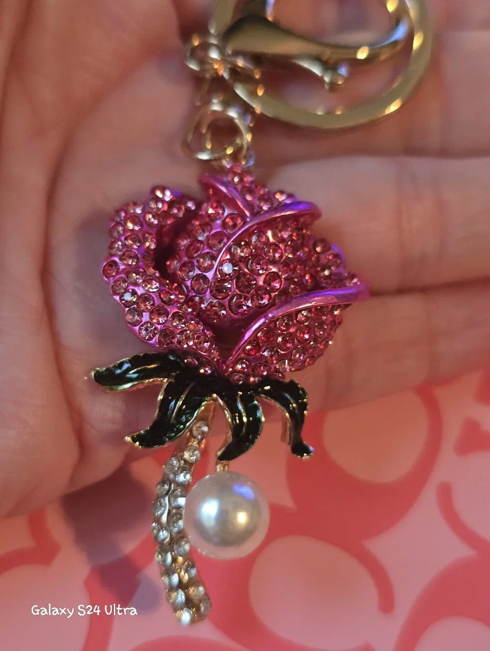 Beautiful Rose Bag Charm/ Keychain NEW